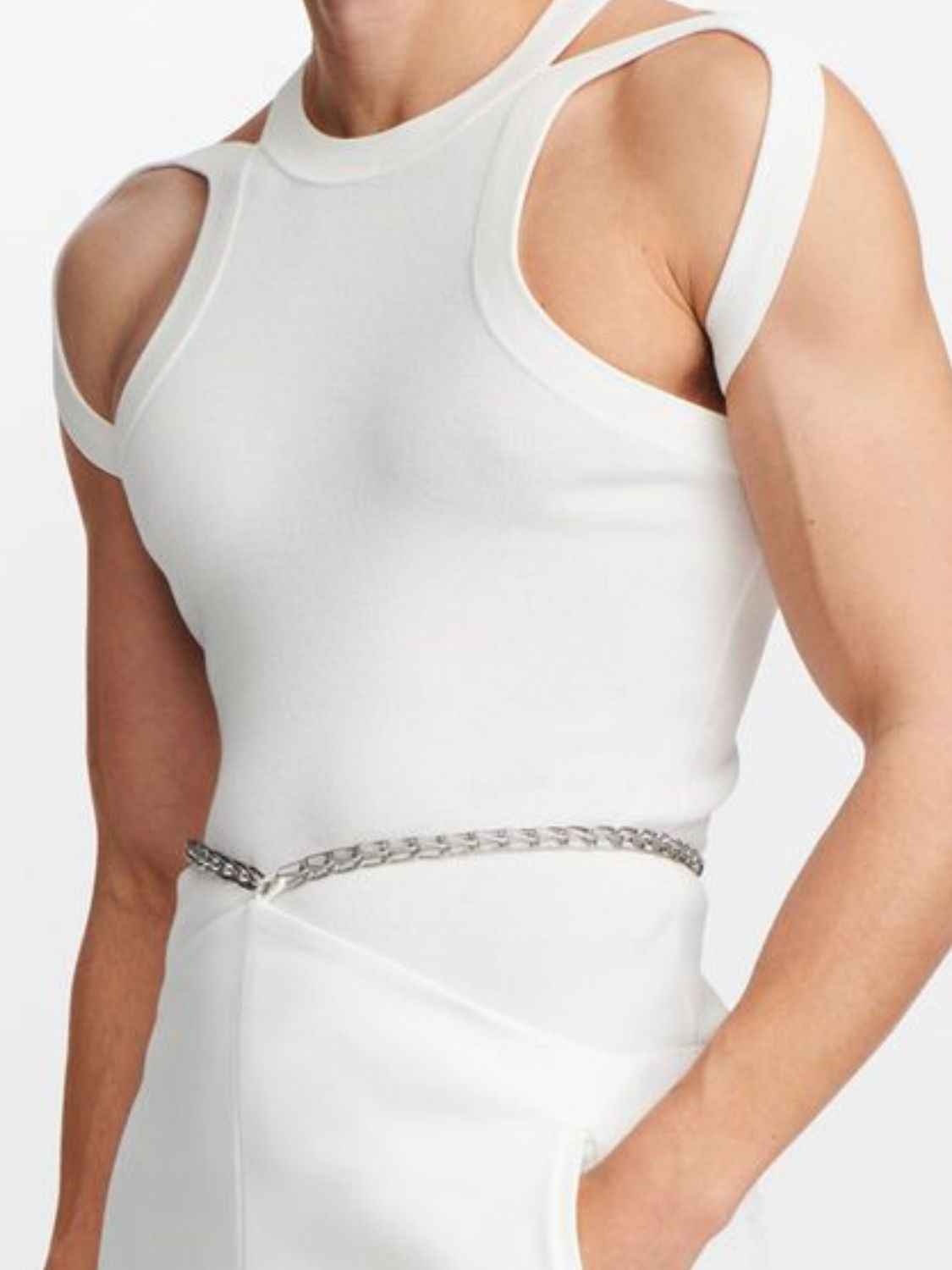 Men's Full Size Cutout Round Neck Tank Plus Size - Damned Threads